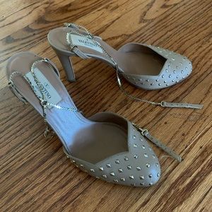 Valentino Studded Metal Ankle Strap Heels
